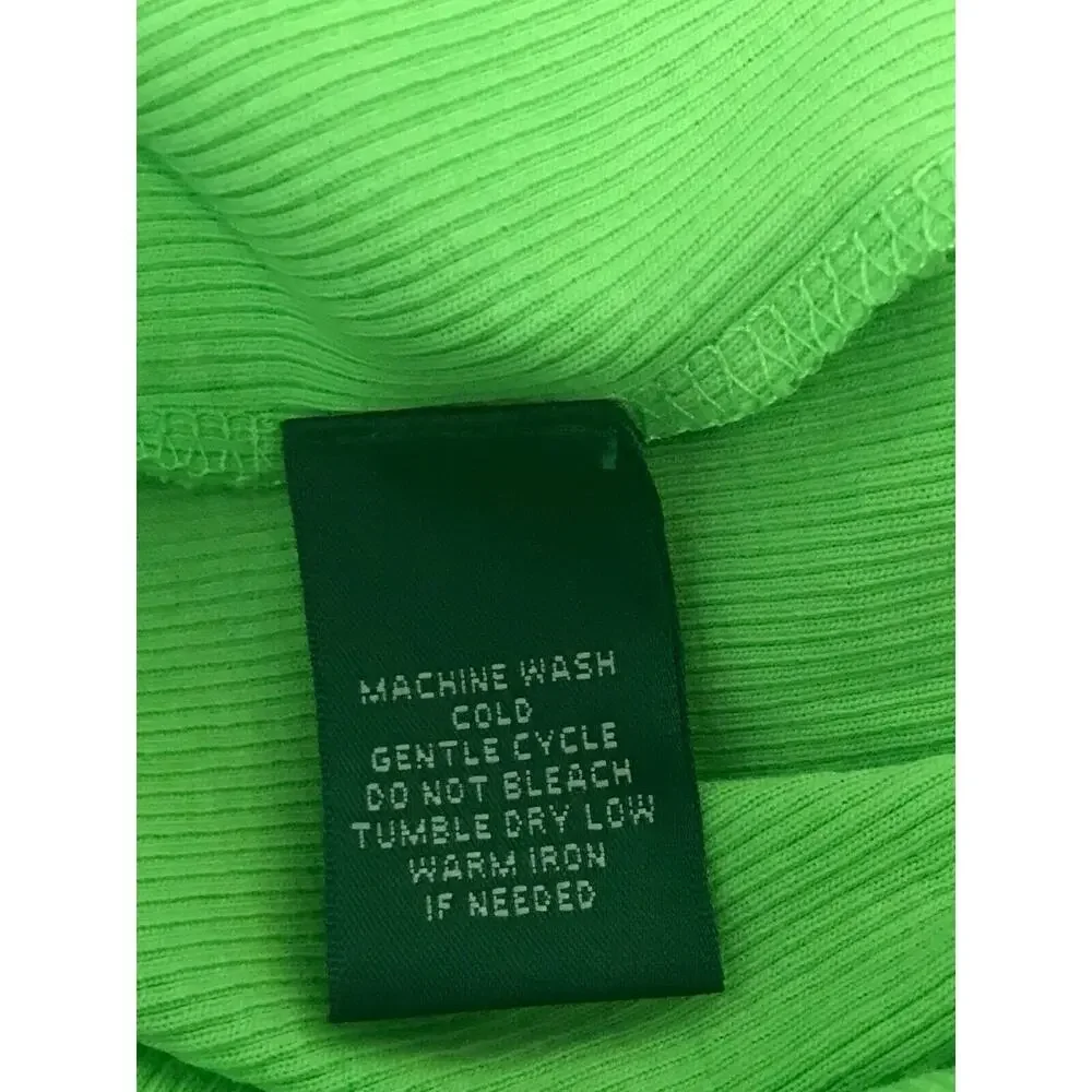 Lauren Ralph Lauren Womens Green Henley Knit Top Large Scoop Neck Roll Tab - Picture 7 of 7